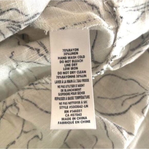 MONTEAU Los Angeles Dress Size Small Rayon Linen Blend Ruffle Hem White Black - Picture 4 of 4